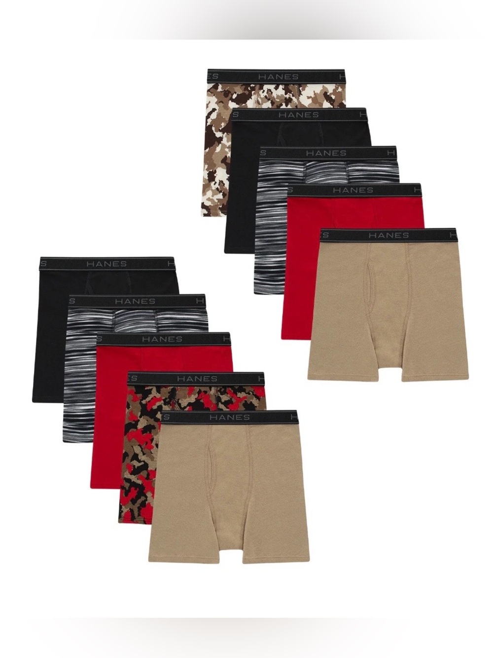 Hanes Boys' Comfort Flex Boxer Briefs Underwear Super Value Pack, 10-pack